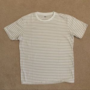 Tan & White Stripe Uniqlo Basic Essentials T-Shirt